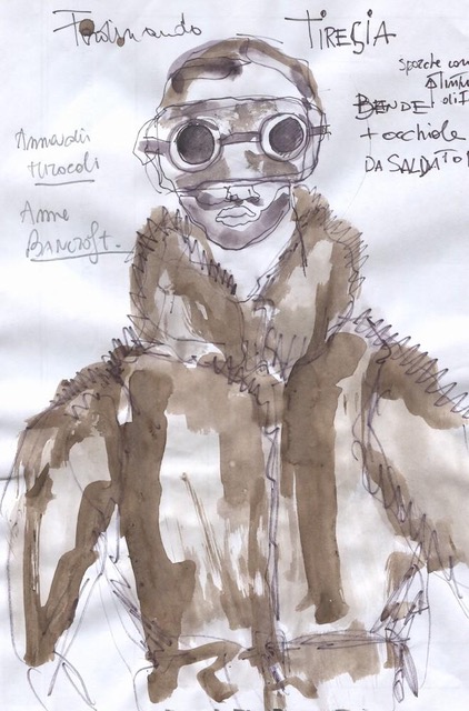 Antonio Marras, Tiresia, disegni preparatori e bozzetti dei costumi, 2022, dal sito del Teatro Elfo Puccini