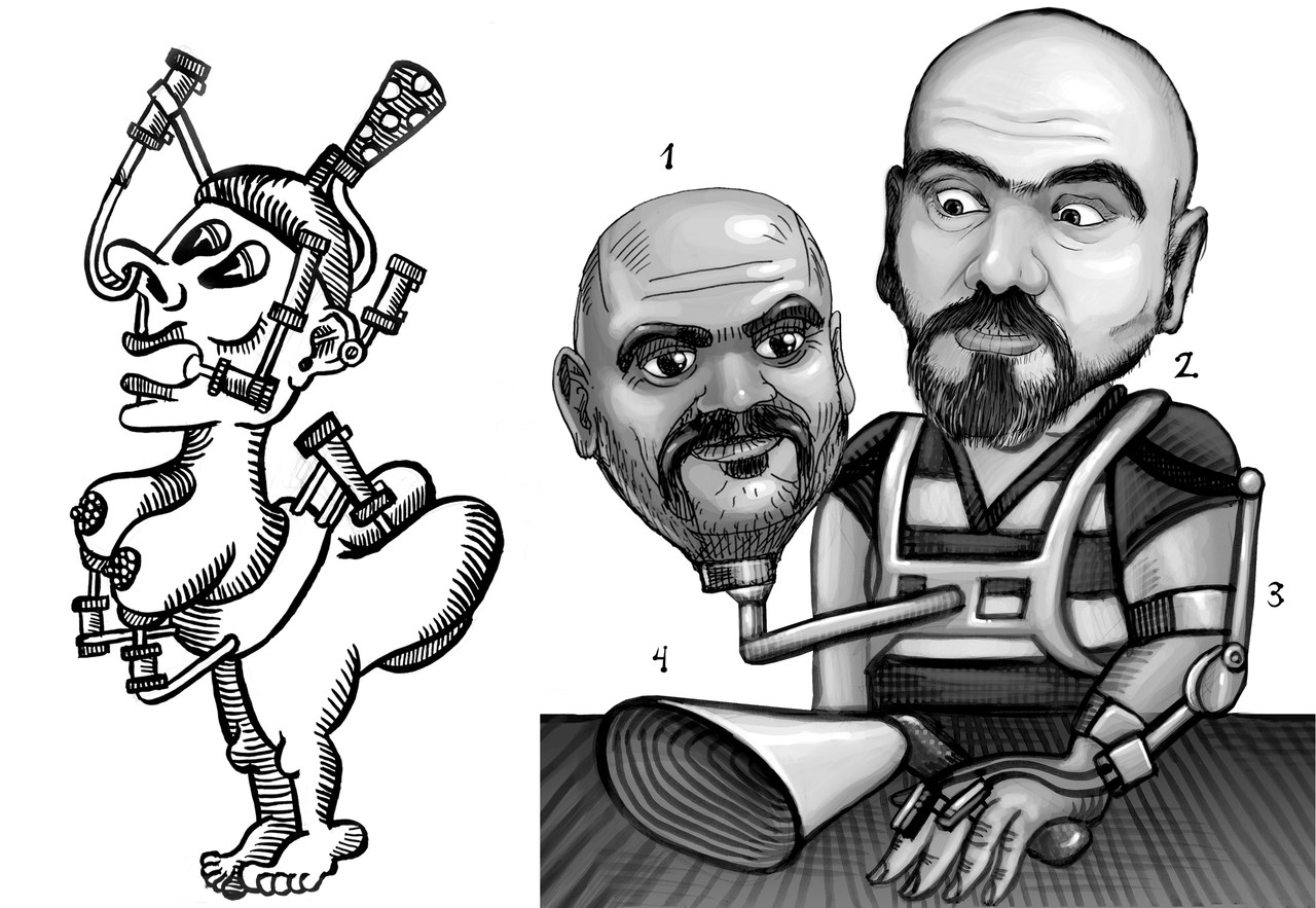 Marcel·lí Antúnez Roca, muskeleton di Epizoo (1994) e diagramma di Maties in Pseudo (2012) Marcel·lí Antúnez Roca, muskeleton di Epizoo (1994) e diagramma di Maties in Pseudo (2012)