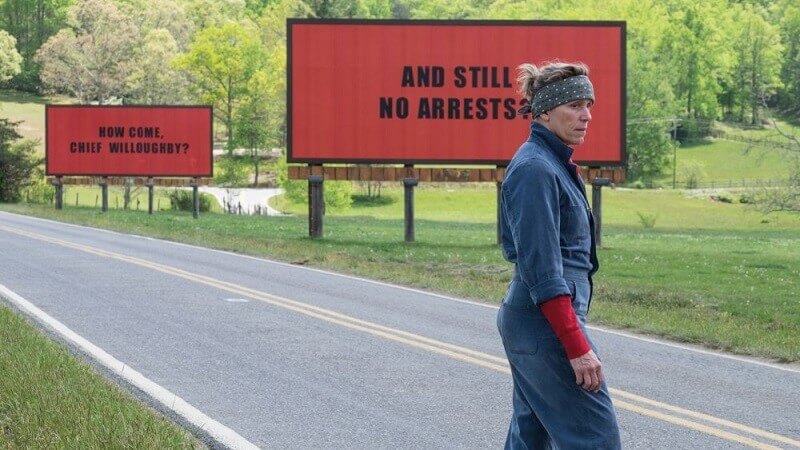 fotogramma dal film Three Billboards about Ebbing Missouri, 2018 fotogramma dal film Three Billboards about Ebbing Missouri, 2018