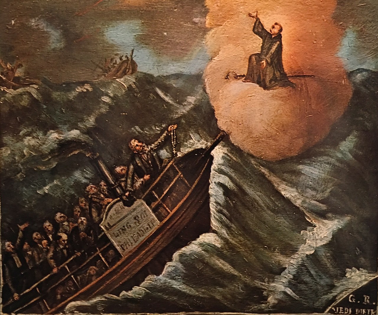 Ex-voto del XIX secolo, olio su legno, cm. 34,5x29, proveniente da un santuario dell’Italia Settentrionale Ex-voto del XIX secolo, olio su legno, cm. 34,5x29, proveniente da un santuario dell’Italia Settentrionale