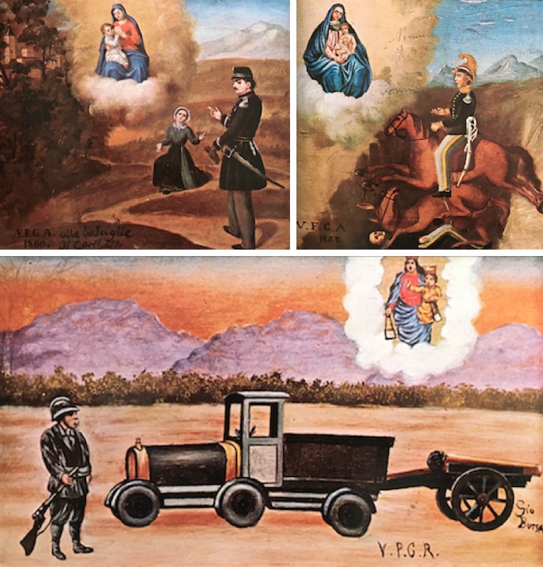 Raccolta di ex-voto nei quali la Madonna interviene in favore di militari e soldati Raccolta di ex-voto nei quali la Madonna interviene in favore di militari e soldati