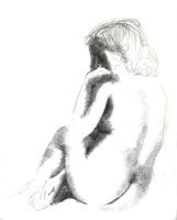 Emilio Greco, Nudo di schiena, disegno a china, 1985
