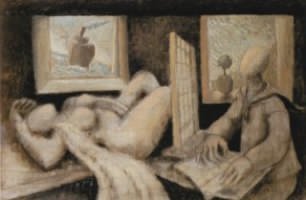 Gaetano Tranchino, Il signor Dürer e la sua modella, olio su tela, 1983