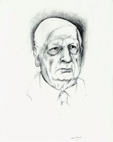 Bruno Caruso, Ritratto di Giorgio De Chirico, disegno a matita, 1973