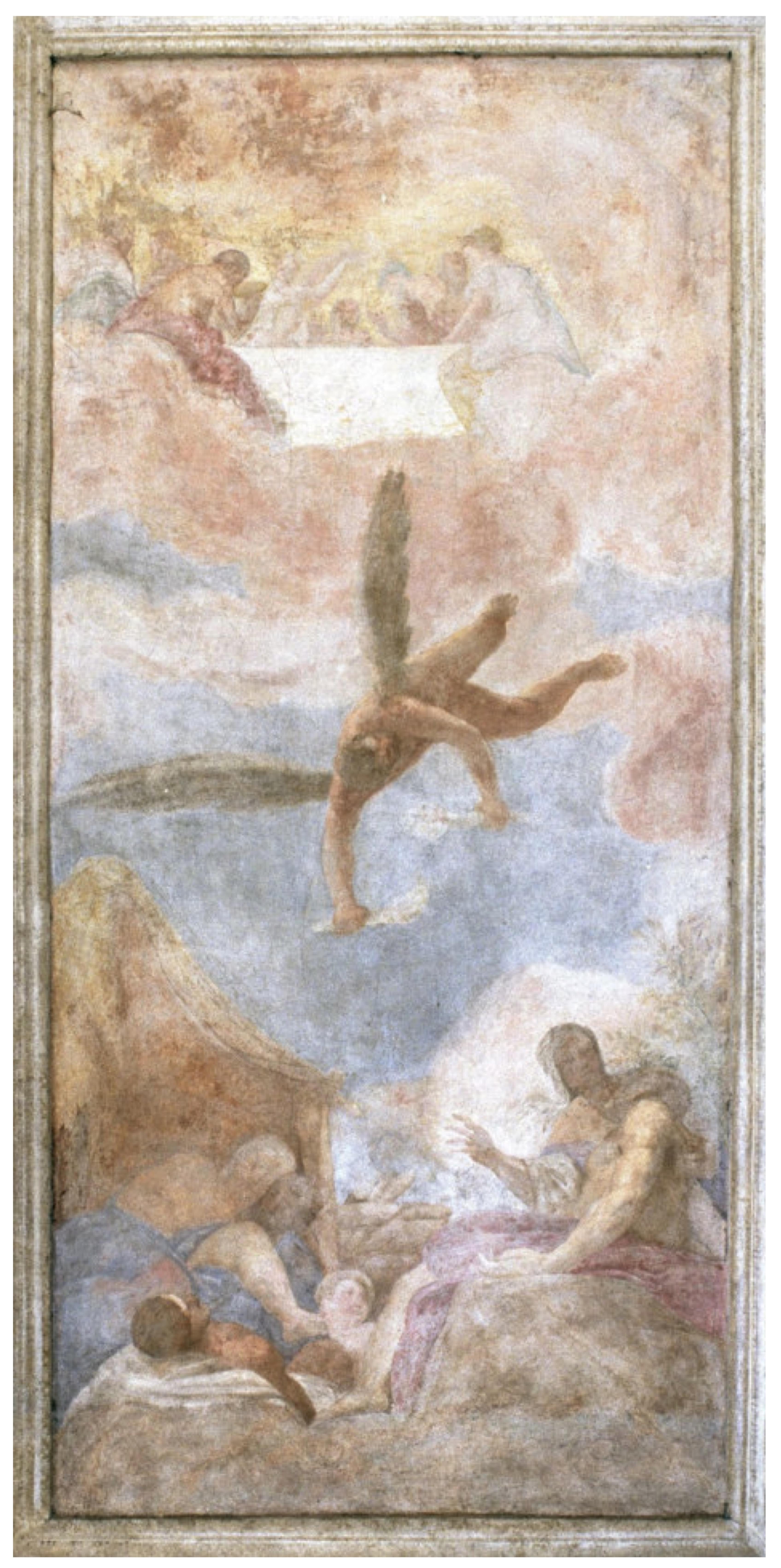 Battista Zelotti, Prometeo ruba il fuoco per portarlo sulla terra, post 1561, Villa Foscari detta La Malcontenta, soffitto della Stanza di Caco e Prometeo, Malcontenta di Mira (VE) Battista Zelotti, Prometeo ruba il fuoco per portarlo sulla terra, post 1561, Villa Foscari detta La Malcontenta, soffitto della Stanza di Caco e Prometeo, Malcontenta di Mira (VE)