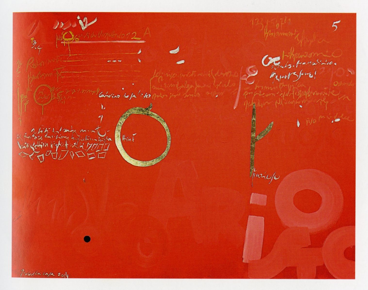 Giuliano Della Casa, Omaggio a Ludovico Ariosto, 2014, tecnica mista, smalti e foglia d’oro su tela Giuliano Della Casa, Omaggio a Ludovico Ariosto, 2014, tecnica mista, smalti e foglia d’oro su tela