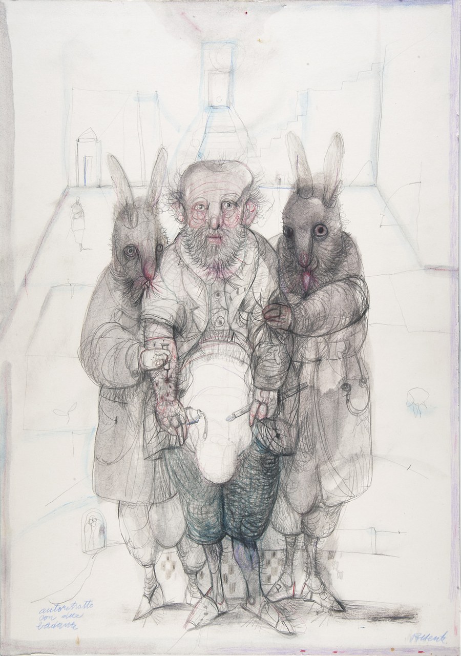 Antonio Possenti, Autoritratto con due badanti, 2012, collezione privata Antonio Possenti, Autoritratto con due badanti, 2012, collezione privata
