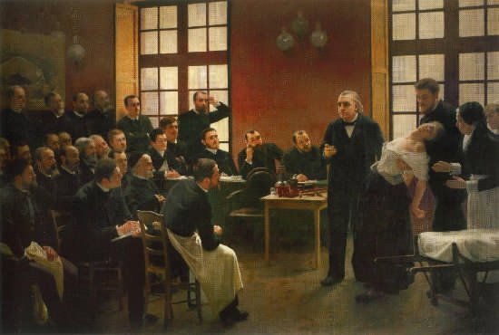 A. Brouillet, Una lezione di Charcot alla Salpêtrière, 1887 A. Brouillet, Una lezione di Charcot alla Salpêtrière, 1887