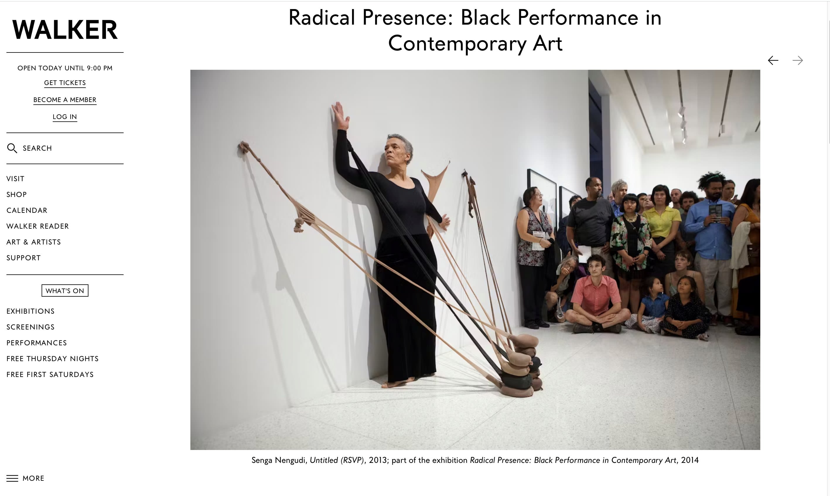 Radical Presence at Walker Art Center Minneapolis https://walkerart.org/calendar/2014/radical-presence/, screenshot 20.01.2025