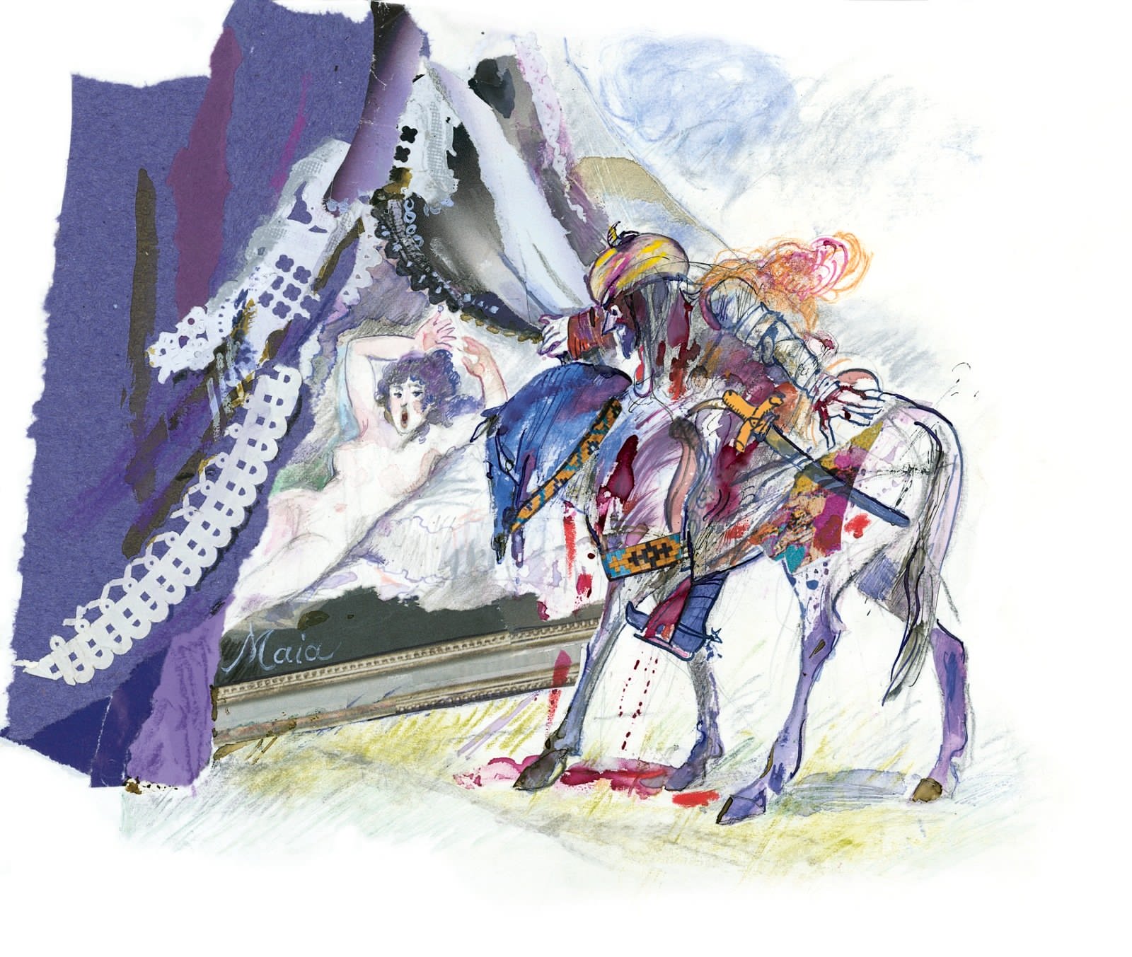 Grazia Nidasio, illustrazione per Orlando Furioso di Ludovico Ariosto, raccontato da Italo Calvino. © 2009 Arnoldo Mondadori Editore S.p.A., Milano, per le illustrazioni. Tutti i diritti riservati Grazia Nidasio, illustrazione per Orlando Furioso di Ludovico Ariosto, raccontato da Italo Calvino. © 2009 Arnoldo Mondadori Editore S.p.A., Milano, per le illustrazioni. Tutti i diritti riservati