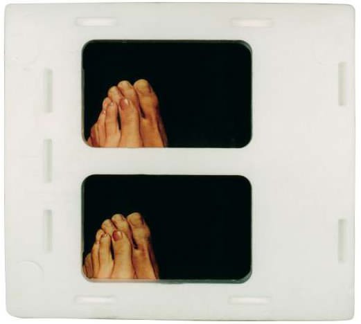Tomaso Binga, Piedi, 1973, polistirolo collage e plexiglass Tomaso Binga, Piedi, 1973, polistirolo collage e plexiglass