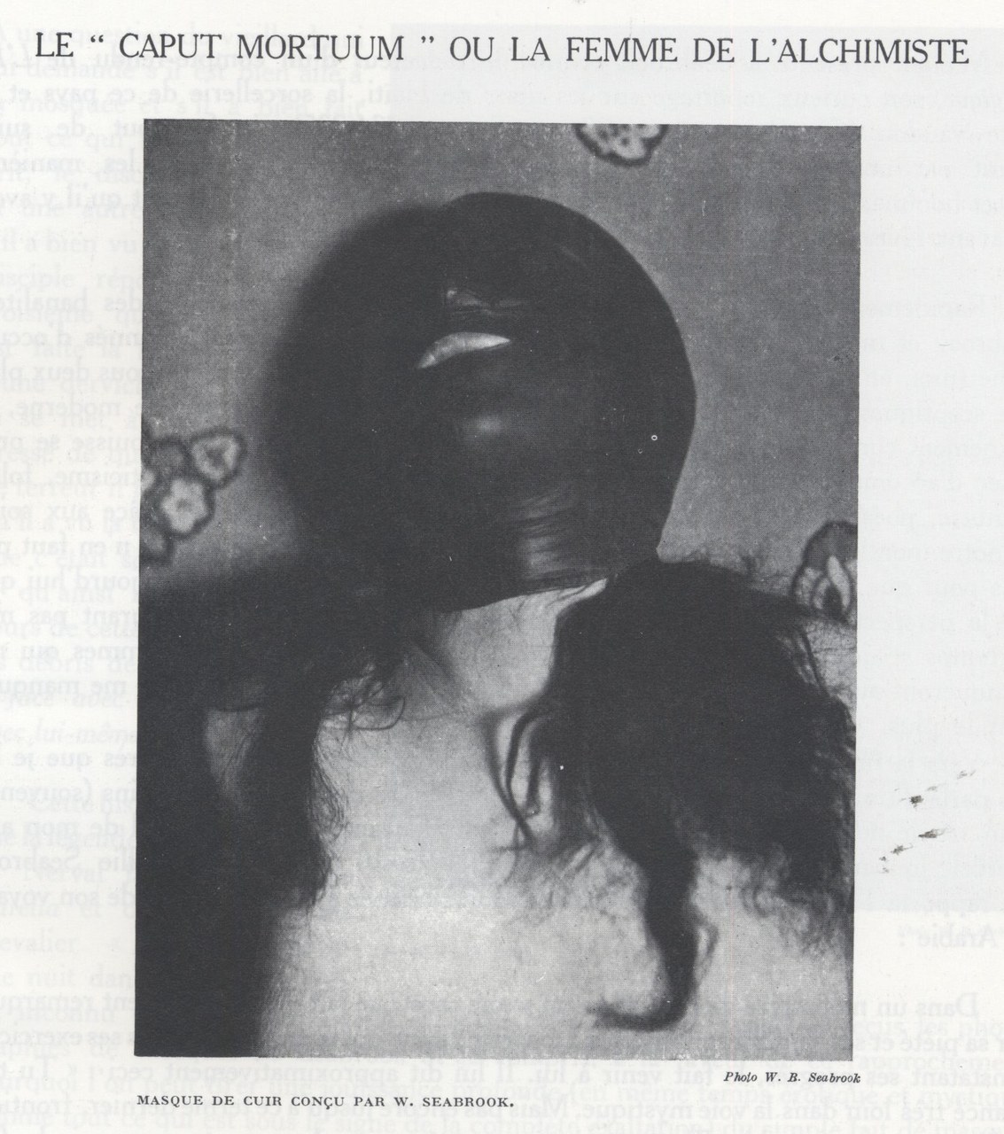 William Seabrook, Masque de cuir conçue par W. Seabook, da Michel Leiris, ‘Le “Caput mortuum”, ou la femme de l’alchimiste’, Documents, vol. 2, 8, 1930, p. 21