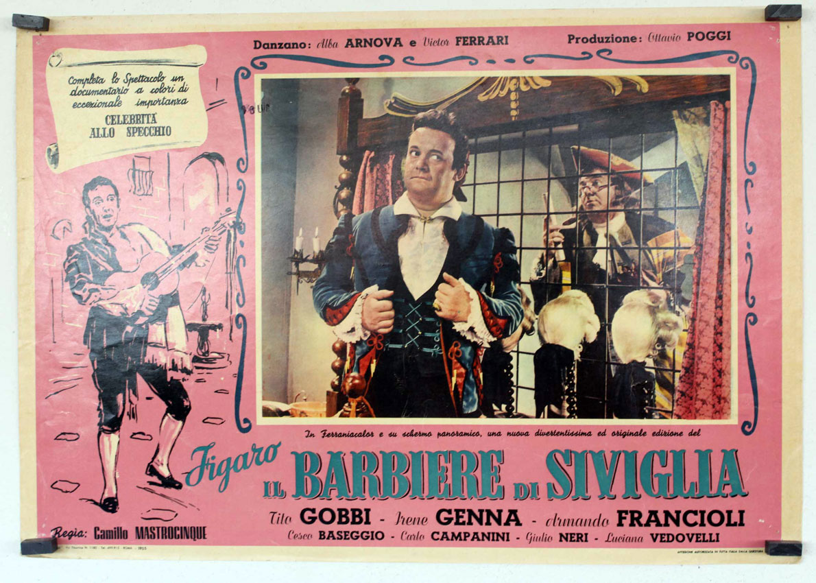 locandina Figaro il barbiere di Siviglia, regia Camillo Mastrocinque, 1955 locandina Figaro il barbiere di Siviglia, regia Camillo Mastrocinque, 1955