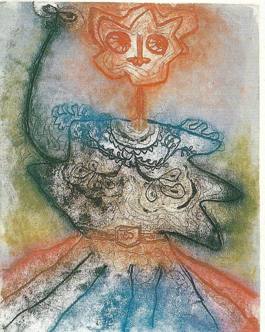  Enrico Baj, La canicule, acquaforte a colori per Benjamin Péret, Dames et généraux, 1964