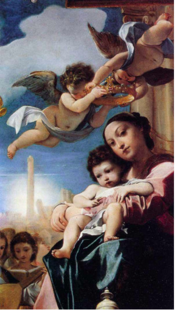 Ludovico Carracci (Bologna, 1555 – 1619), Madonna col Bambino in trono e santi (“Pala Bargellini” – particolare), olio su tela, Bologna, Pinacoteca Nazionale – p. 142