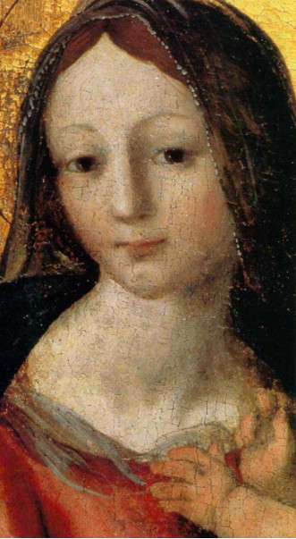 Andrea Sabatini (Salerno, 1480 – Gaeta, 1545), Madonna con Gesù bambino e santi (“Polittico di Fisciano” – particolare), olio su tavola, Salerno, Museo Diocesano ‘San Matteo’ – p. 158