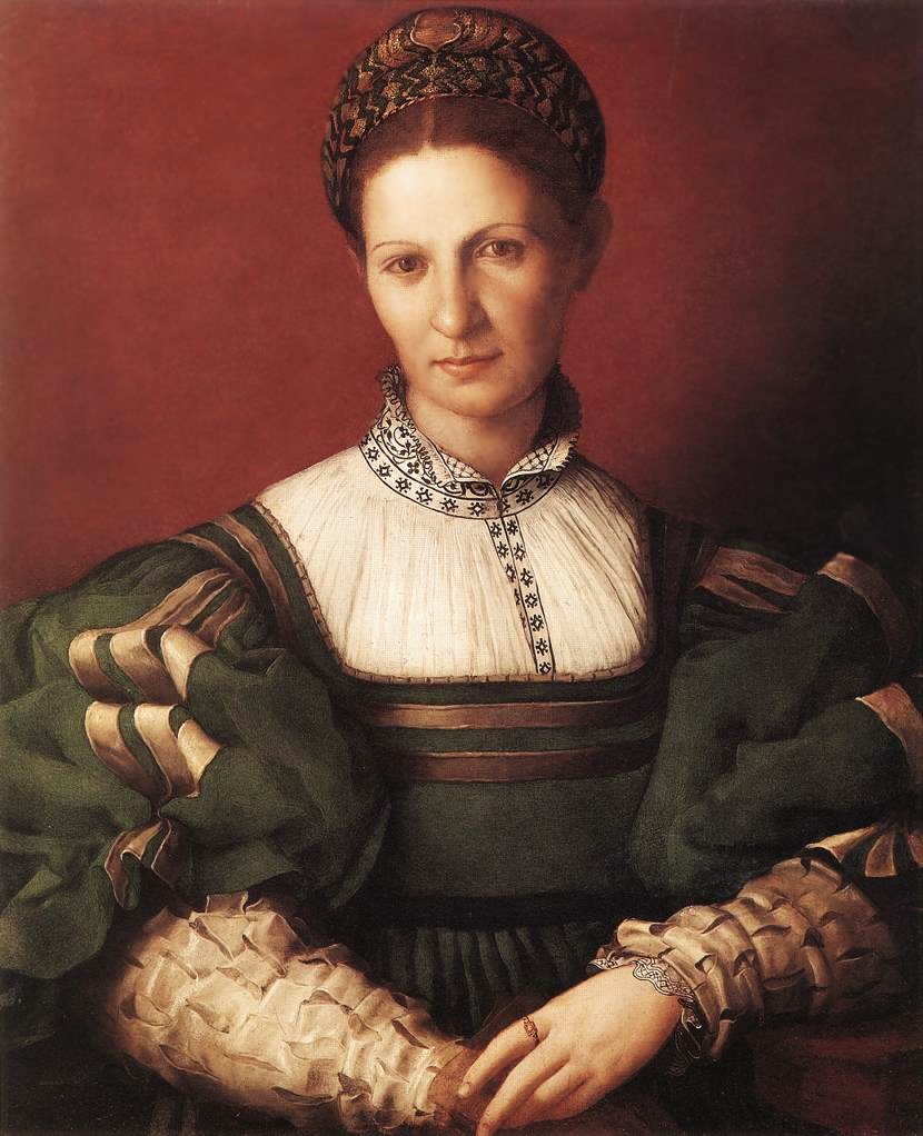 Angelo Bronzino, Ritratto di dama in verde, 1530-1532, olio su tavola, Hampton Court, Royal Collection Angelo Bronzino, Ritratto di dama in verde, 1530-1532, olio su tavola, Hampton Court, Royal Collection
