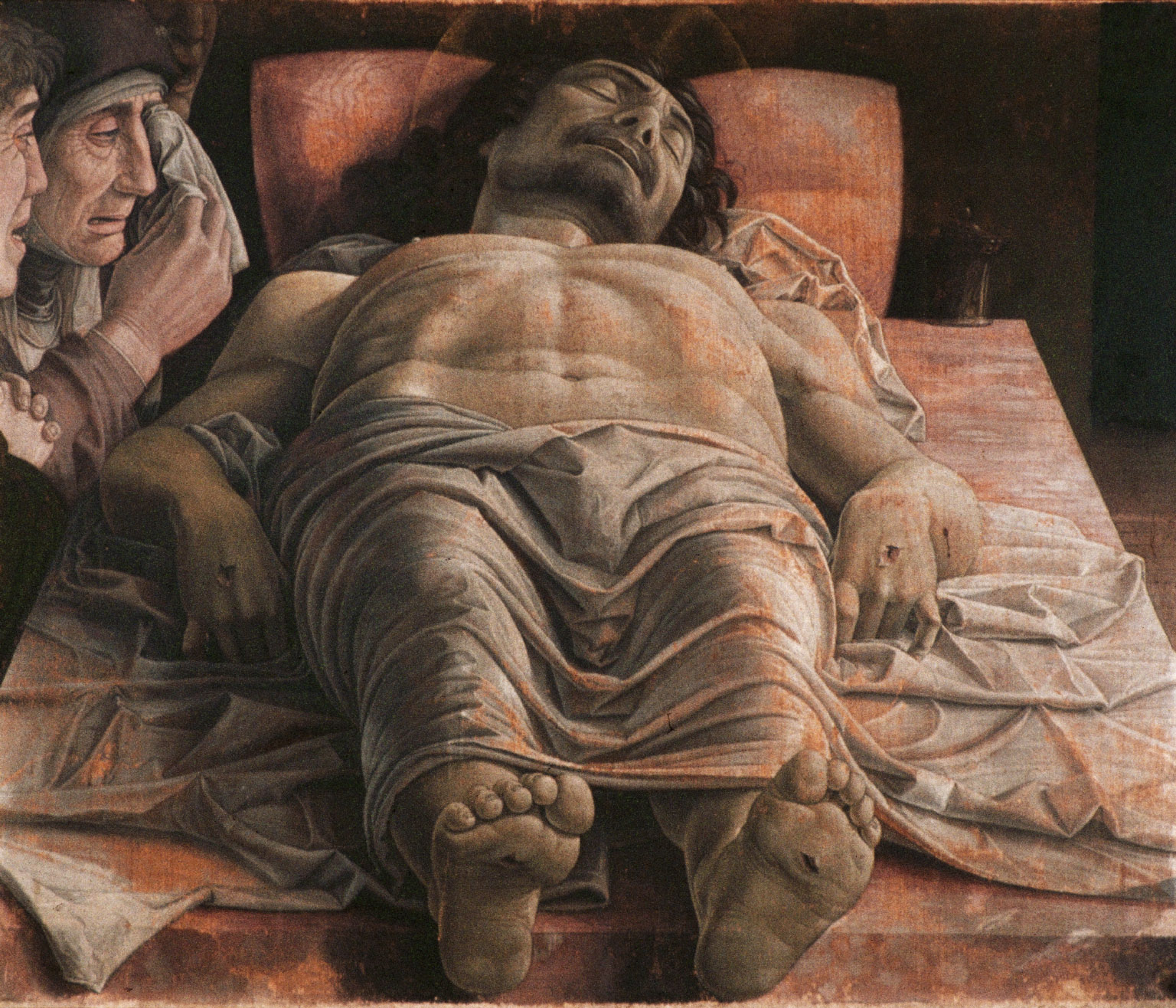 Andrea Mantegna, Cristo morto, 1475-1478 circa, tempera su tela, Milano, Pinacoteca di Brera Andrea Mantegna, Cristo morto, 1475-1478 circa, tempera su tela, Milano, Pinacoteca di Brera