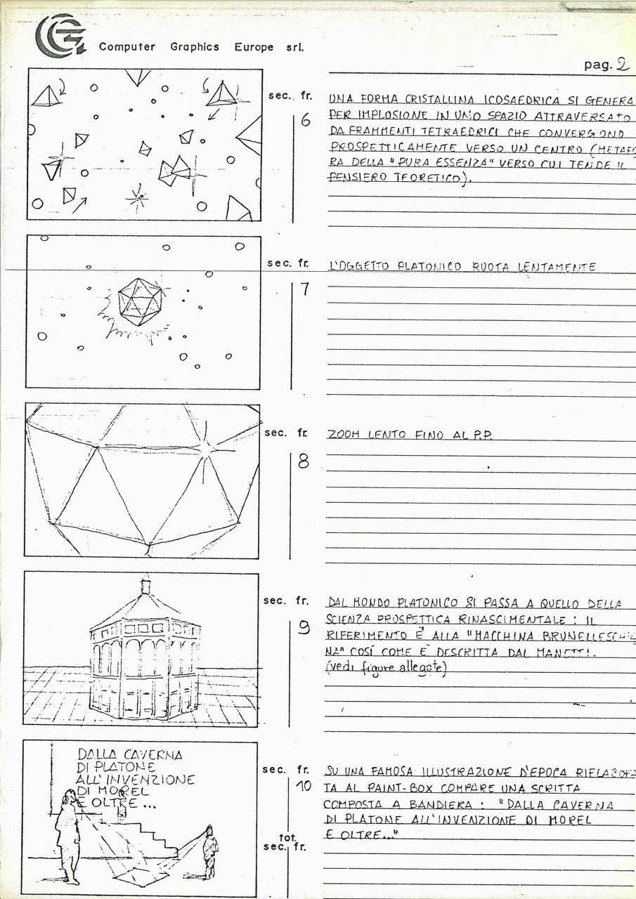  Enrico Cocuccioni, Manifesto 1985. L’arte tra videostasi e neosofia, 1985, storyboard p. 2 di 5 - Archivio Il Pulsante Leggero