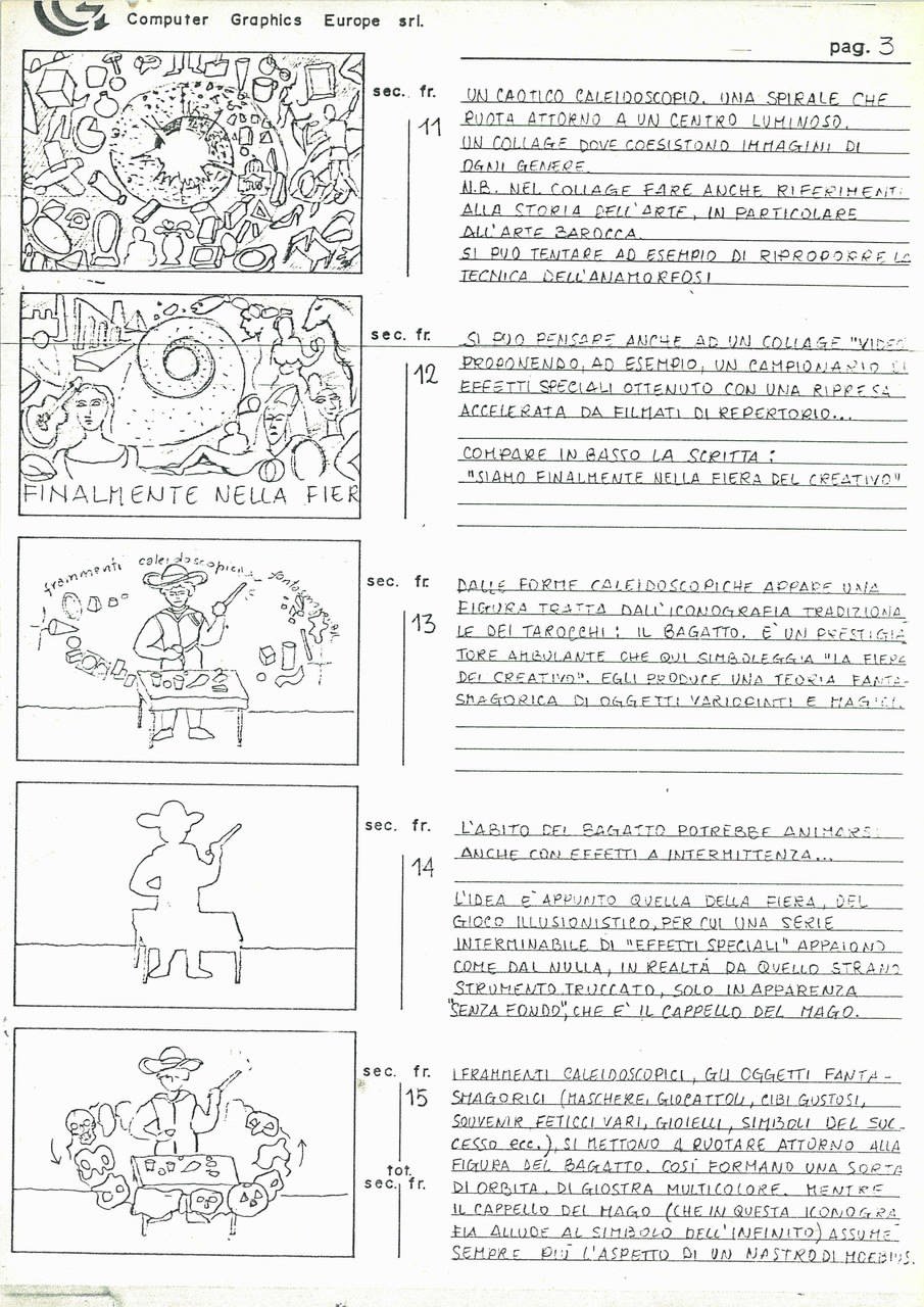 Enrico Cocuccioni, Manifesto 1985. L’arte tra videostasi e neosofia, 1985, storyboard p. 3 di 5, Archivio Il Pulsante Leggero Enrico Cocuccioni, Manifesto 1985. L’arte tra videostasi e neosofia, 1985, storyboard p. 3 di 5, Archivio Il Pulsante Leggero