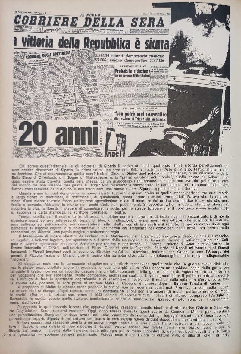 Editoriale, S., 1 maggio 1966, p. 2 Editoriale, S., 1 maggio 1966, p. 2