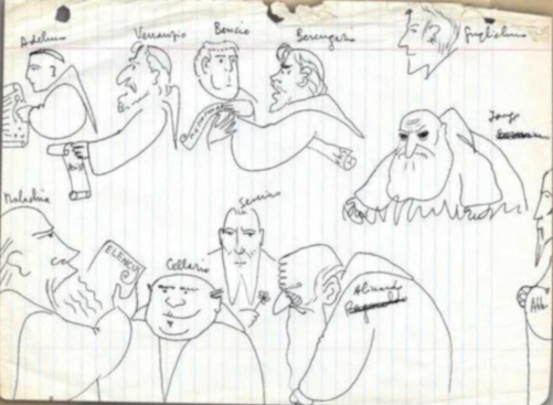 Umberto Eco, Disegno preparatorio al Nome della rosa, collezione privata; parte della documentazione pubblicata in U. Eco, A. Gnoli, ‘Così ho dato il nome alla rosa’, La Domenica di Repubblica, 9 luglio 2006, pp. 41-45 Umberto Eco, Disegno preparatorio al Nome della rosa, collezione privata; parte della documentazione pubblicata in U. Eco, A. Gnoli, ‘Così ho dato il nome alla rosa’, La Domenica di Repubblica, 9 luglio 2006, pp. 41-45