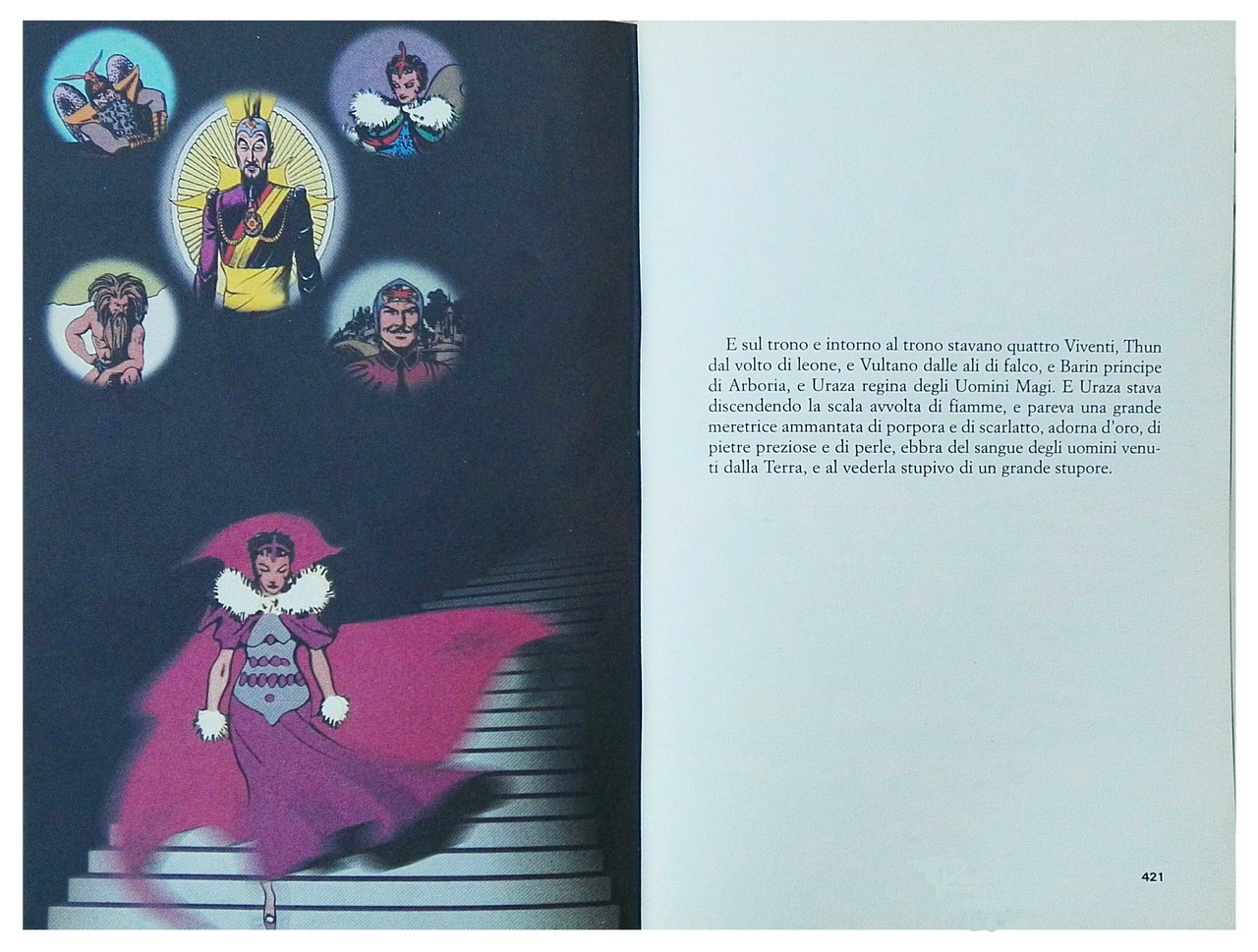  elaborazione d’autore da Alex Raymond, Flash Gordon, da La misteriosa fiamma della regina Loana, pp. 420-421