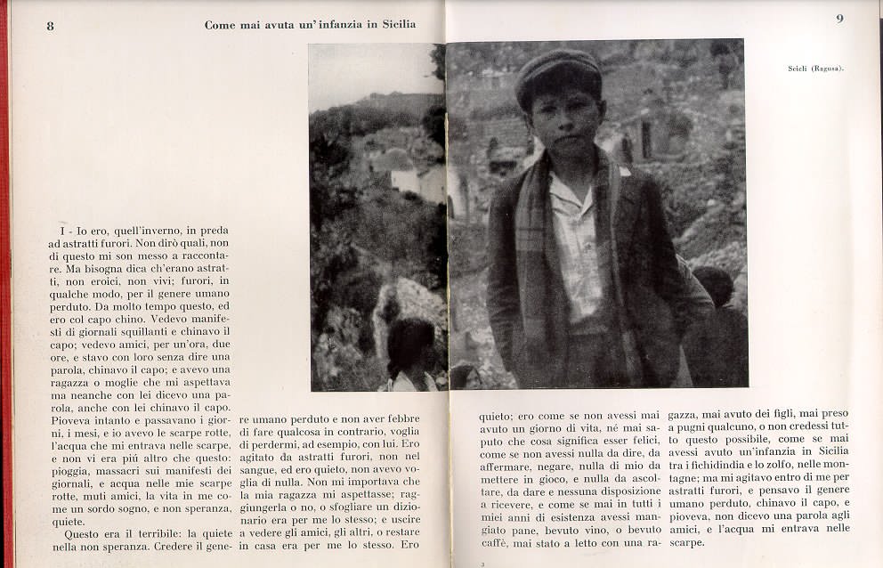 Elio Vittorini, Conversazione in Sicilia, Milano, Bompiani, 1953 (pagina interna) Elio Vittorini, Conversazione in Sicilia, Milano, Bompiani, 1953 (pagina interna)