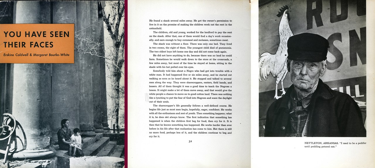 Erskine Caldwell e Margaret Bourke-White, You Have Seen Their Faces, New York, Modern Age Books, 1937 (copertina e pagina interna)