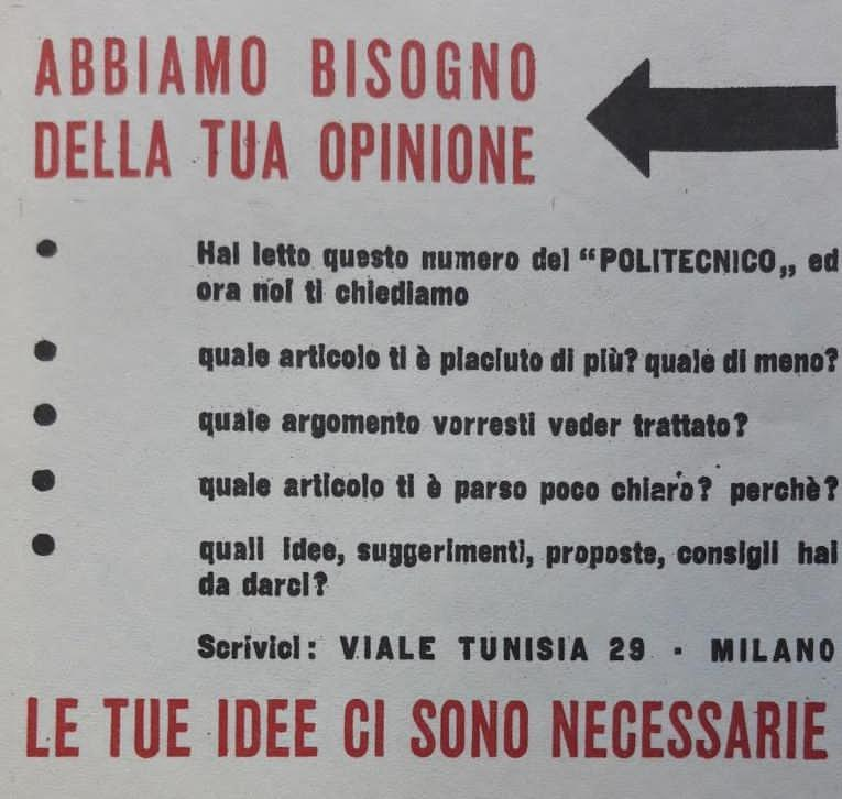 «Il Politecnico», n. 1, 29 settembre 1945, p. 4 (particolare) © Eredi Vittorini, per gentile concessione. Tutti i diritti riservati. Published by arrangement with The Italian Literary Agency