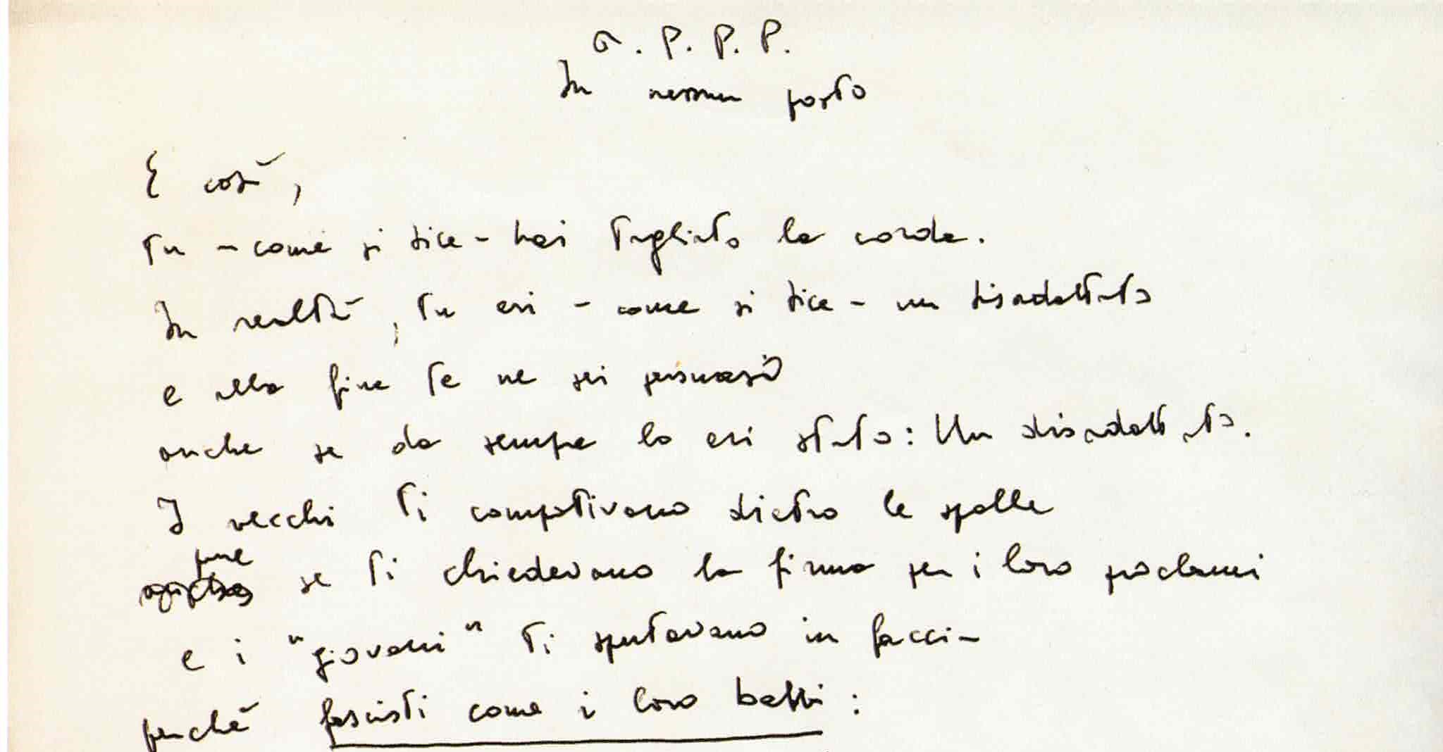   Elsa Morante, A P.P.P. In nessun posto, Biblioteca Centrale Nazionale di Roma, Archivio Morante, A.R.C. 52 I 4/4, c. 6r (dettaglio)