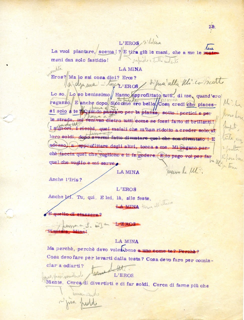 Tempo I, scena 1 (copione 27B, Fondo Stoppa © Museo Biblioteca dell’Attore di Genova) Tempo I, scena 1 (copione 27B, Fondo Stoppa © Museo Biblioteca dell’Attore di Genova)