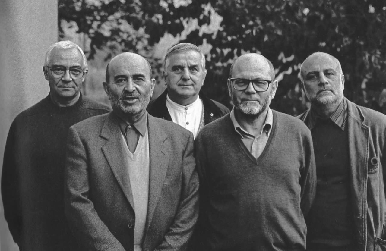 Gaetano Tranchino, Giulio Radaelli, Franco Sciardelli, Claude Ambroise, Ferdinando Scianna, Sonvico, 1995 © Ferdinando Scianna