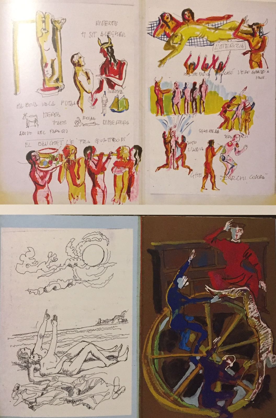 Album dei disegni per lo spettacolo Johan Padan a la descoverta de le Americhe, 1991 © Archivio Franca Rame-Dario Fo