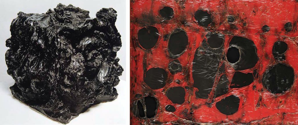 Lucio Fontana, Ceramica Spaziale, 1949 - Alberto Burri, Rosso Plastica M3, 1961 Lucio Fontana, Ceramica Spaziale, 1949 - Alberto Burri, Rosso Plastica M3, 1961