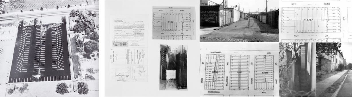 Edward Ruscha, da Thirtyfour Parking Lots, 1967 - Gordon Matta-Clark, da Reality Properties: Fake Estates, 1973 Edward Ruscha, da Thirtyfour Parking Lots, 1967 - Gordon Matta-Clark, da Reality Properties: Fake Estates, 1973