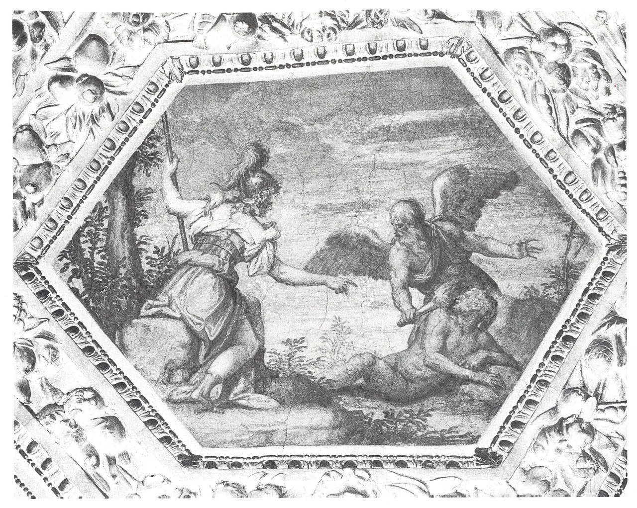 Battista Zelotti, Prometeo e Minerva, 1567-1568 circa, Palazzo Valmarana Braga, esagono del soffitto della sala al pianterreno, Vicenza