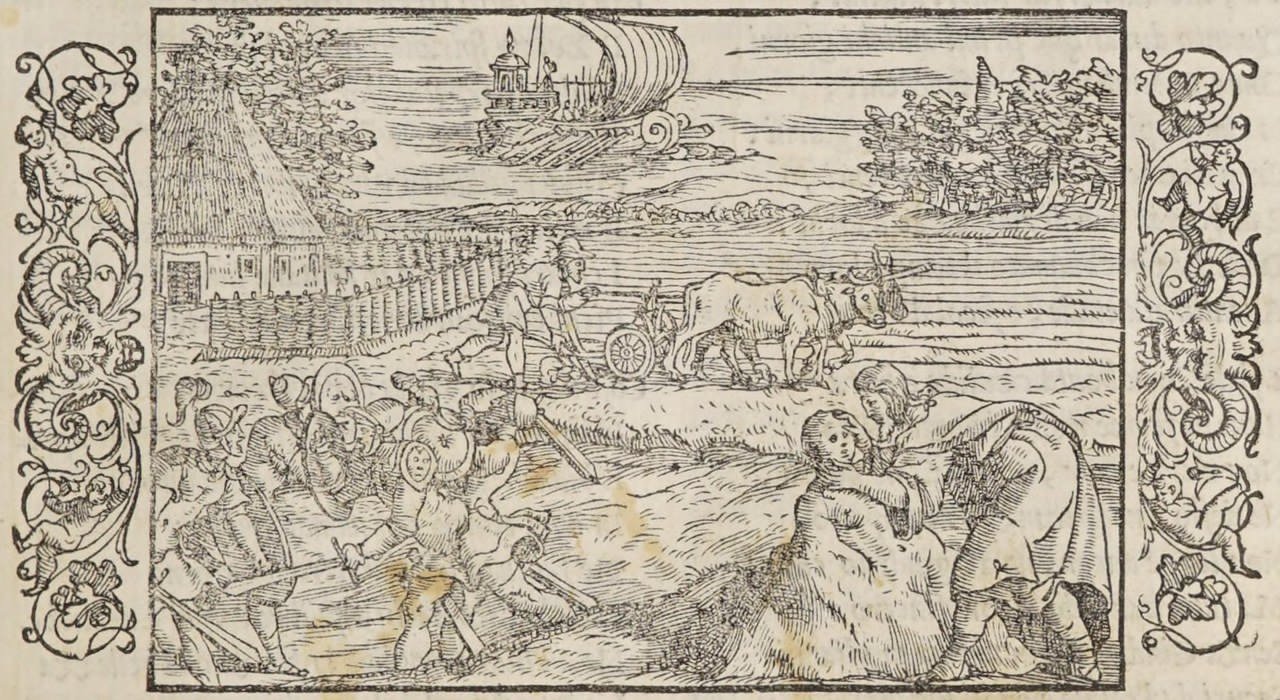 Giovanni Antonio Rusconi, Prometeo crea il primo uomo, da Le Trasformationi di m. Lodovico Dolce di nuovo ristampate, e da lui ricorrette, et in diversi luoghi ampliate, con la Tavola delle Favole, Venezia, Gabriel Giolito de’ Ferrari, 1553, p. 5