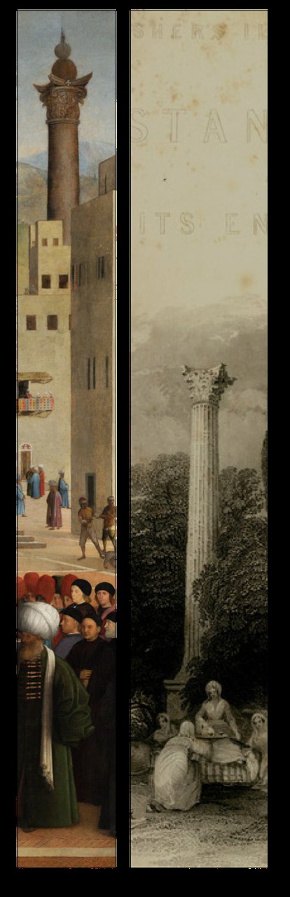  Colonna di Pompeo ne La Predica (dettaglio), Colonna dei Goti in un’incisione del XIX secolo (dettaglio)