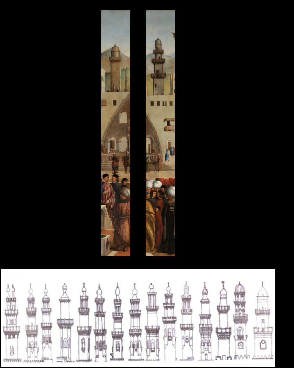  Minareti ne La Predica di San Marco ad Alessandria (dettaglio); minareti cairoti nel XVI secolo